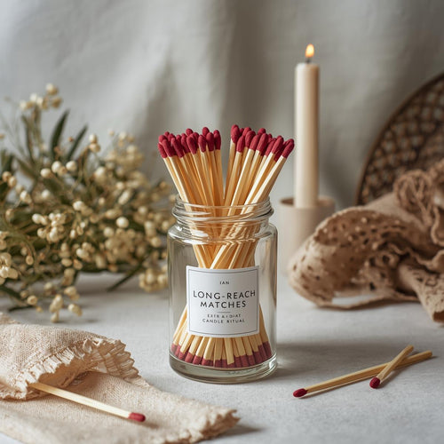 Aesthetic Long-Reach Matches in Glass Jar