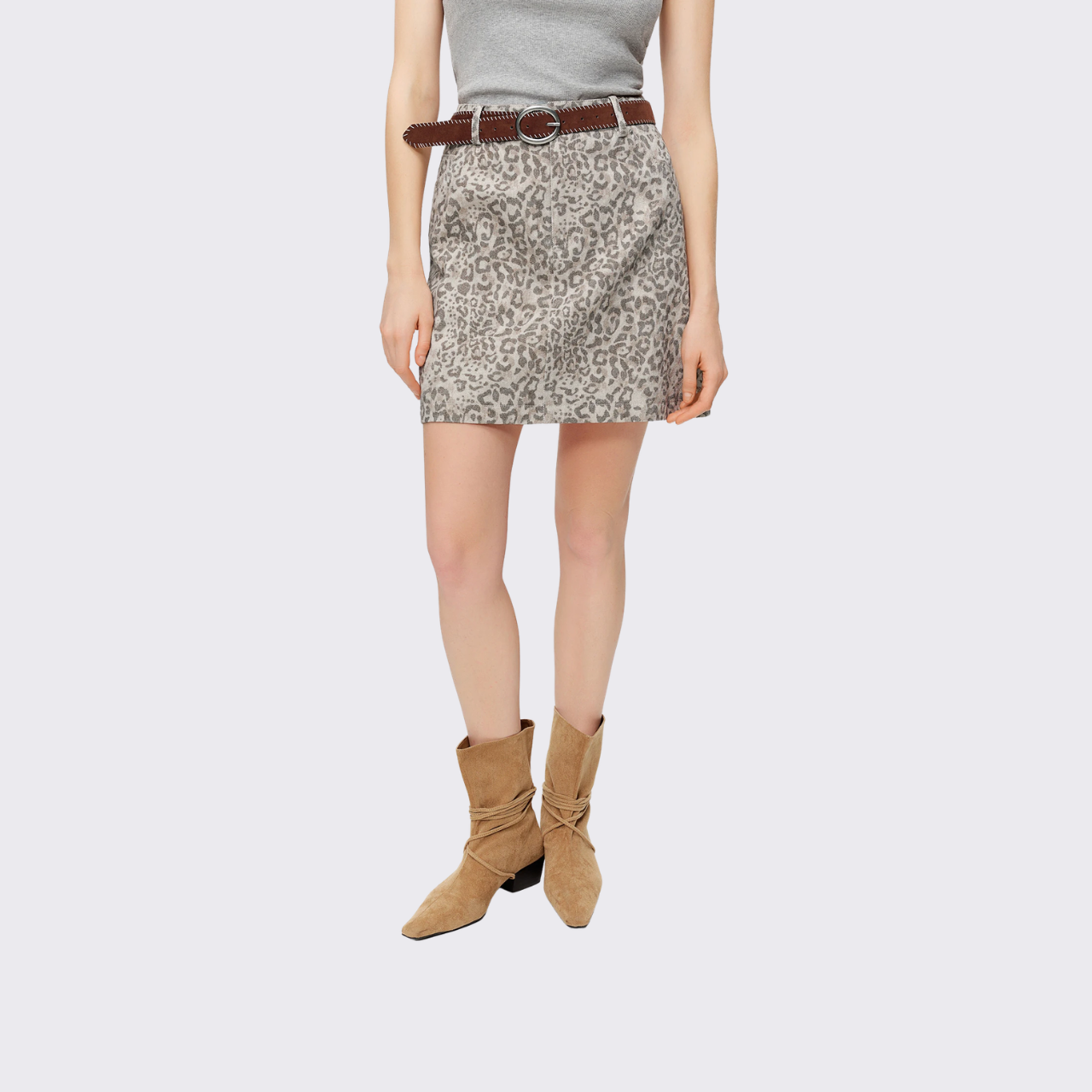 Leopard Print A-Line Mini Skirt