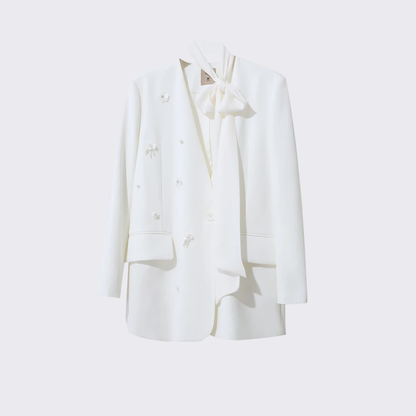 Feminine Floral Bow Blazer
