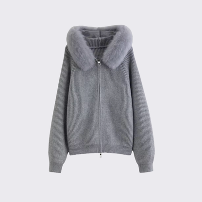Faux Fur Hood Knit Outerwear