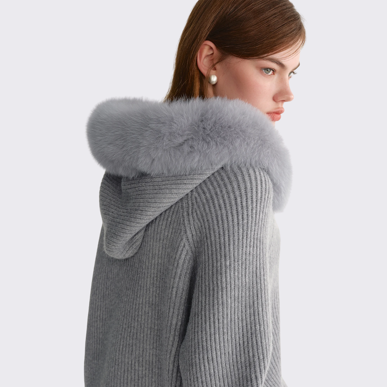 Faux Fur Hood Knit Outerwear