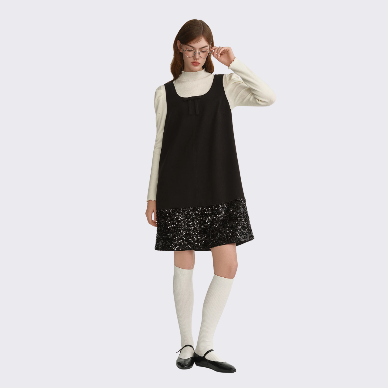 Sequin Hem Shift Dress