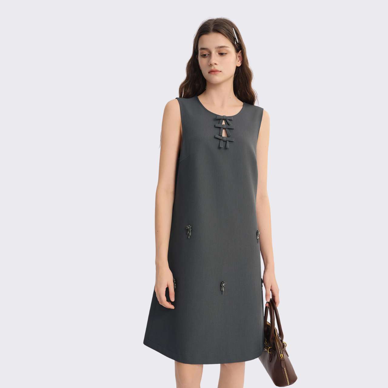 Embellished Bow Shift Dress