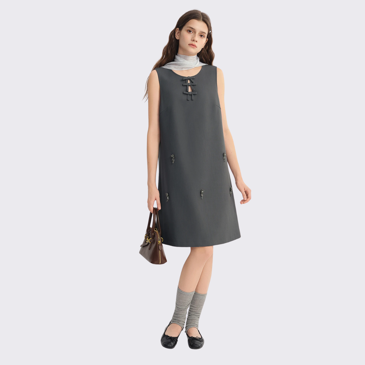 Embellished Bow Shift Dress