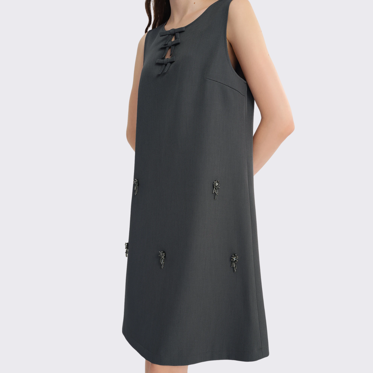 Embellished Bow Shift Dress