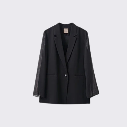 Sheer Sleeve Black Blazer