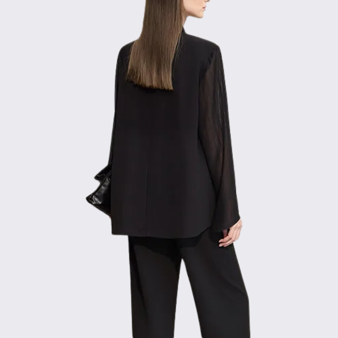 Sheer Sleeve Black Blazer