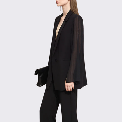 Sheer Sleeve Black Blazer