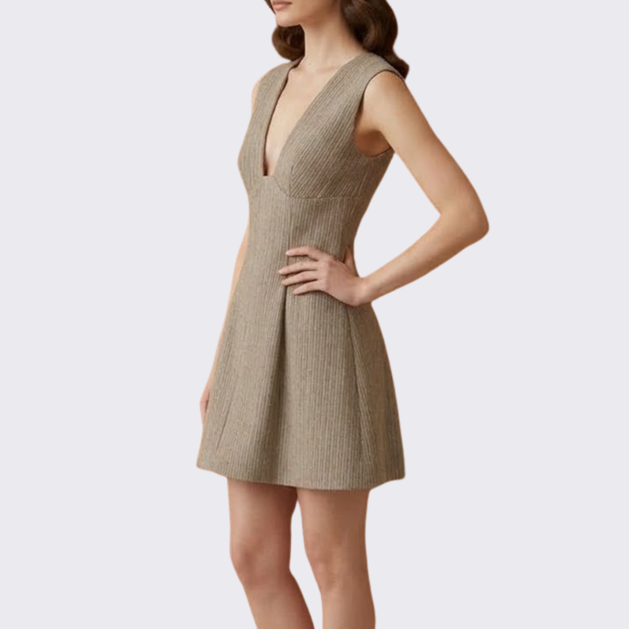 Pinstripe Tailored Pleated Dress