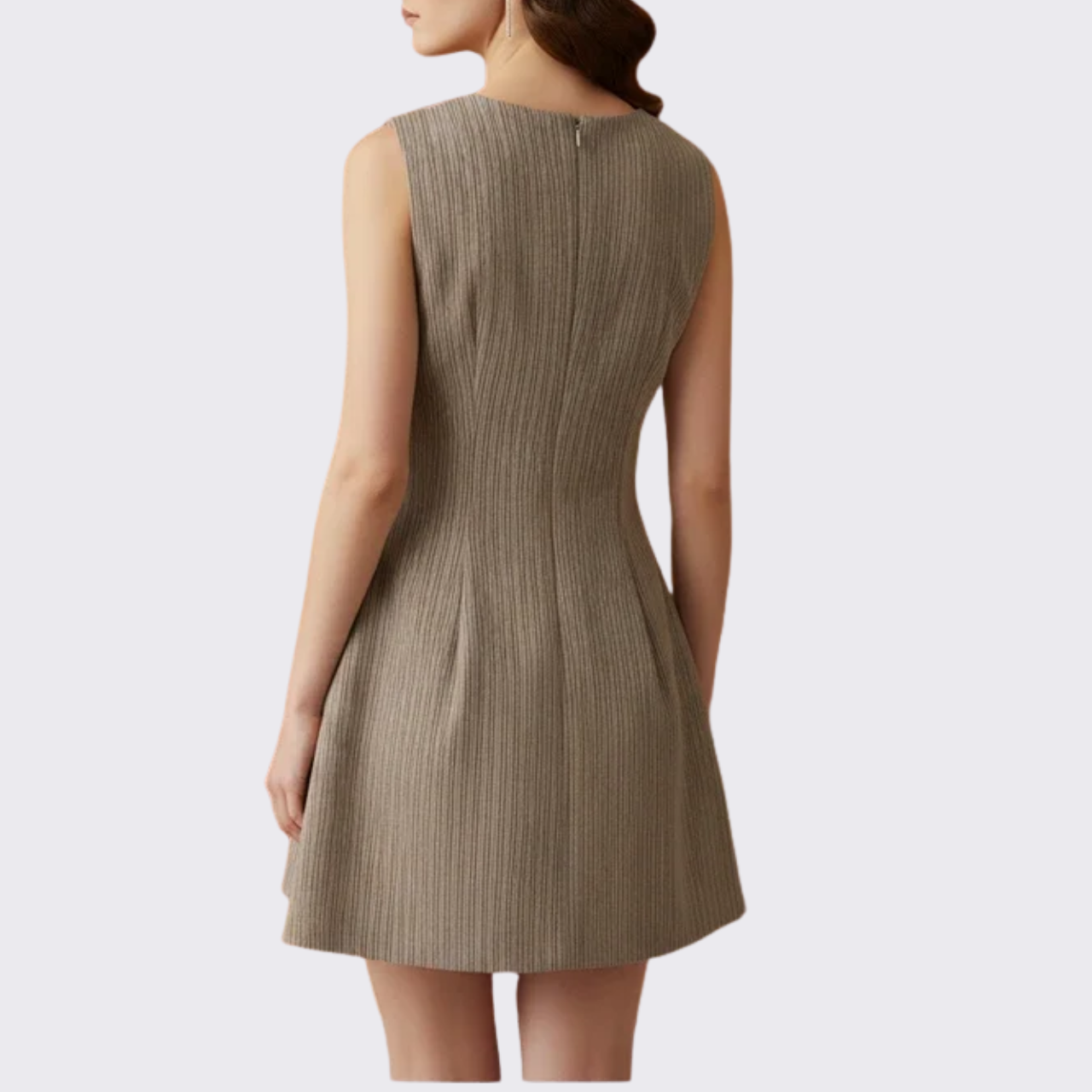 Pinstripe Tailored Pleated Dress