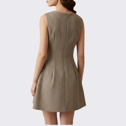Pinstripe Tailored Pleated Dress