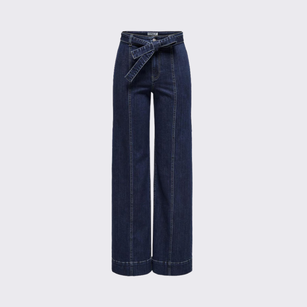 Dark Blue Wide Leg Denim Jeans