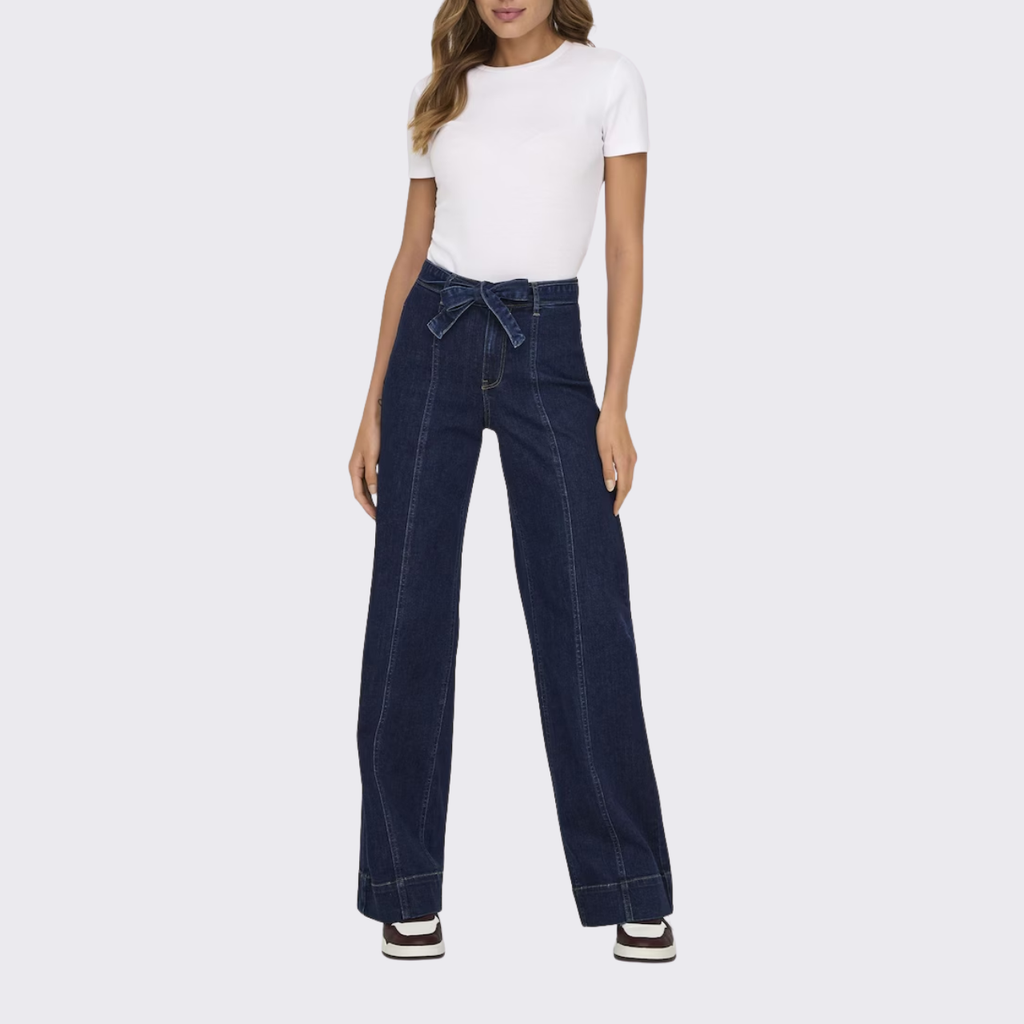 Dark Blue Wide Leg Denim Jeans