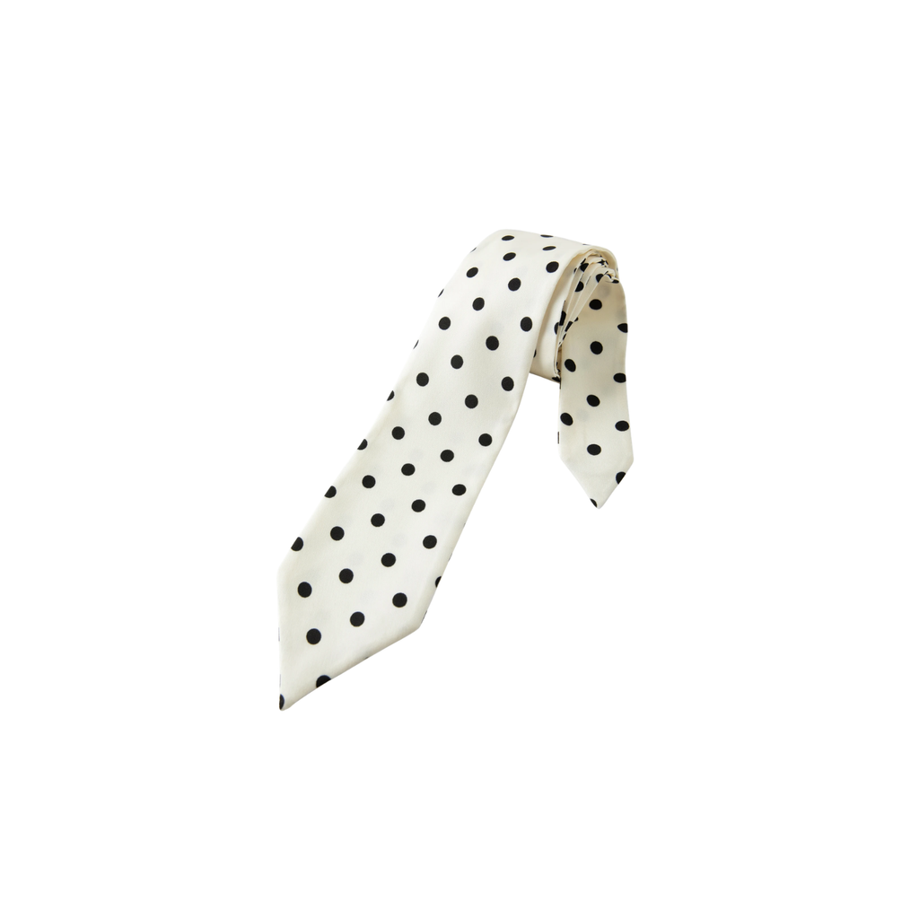 White & Black Spot Tie