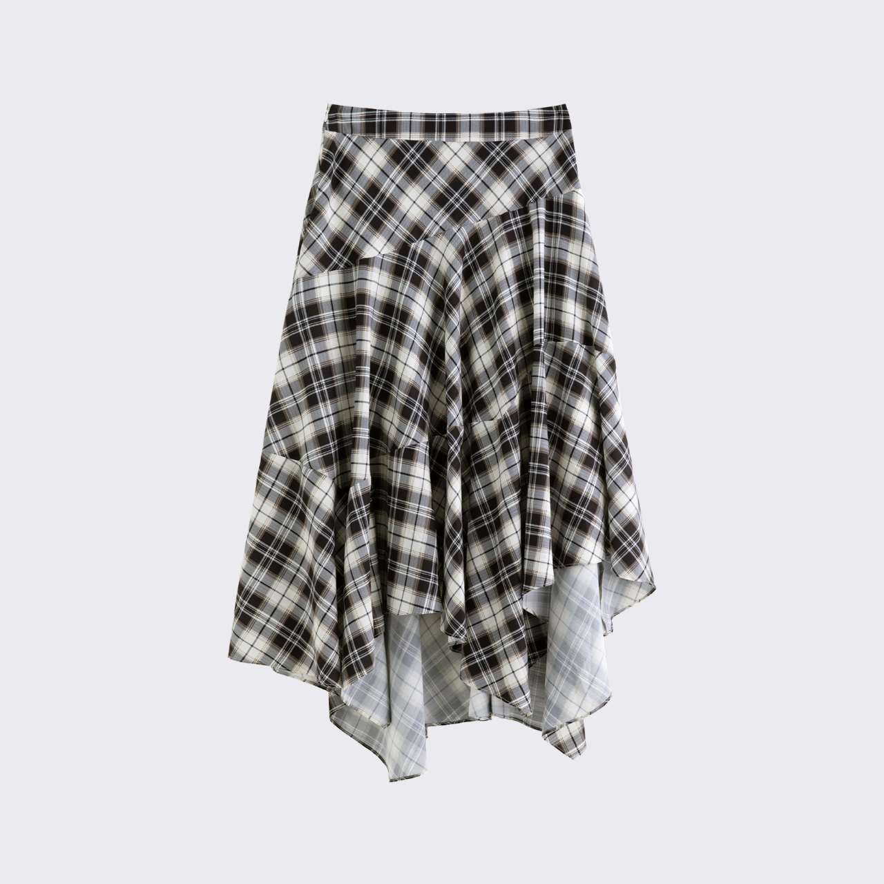 Asymmetric Plaid Skirt