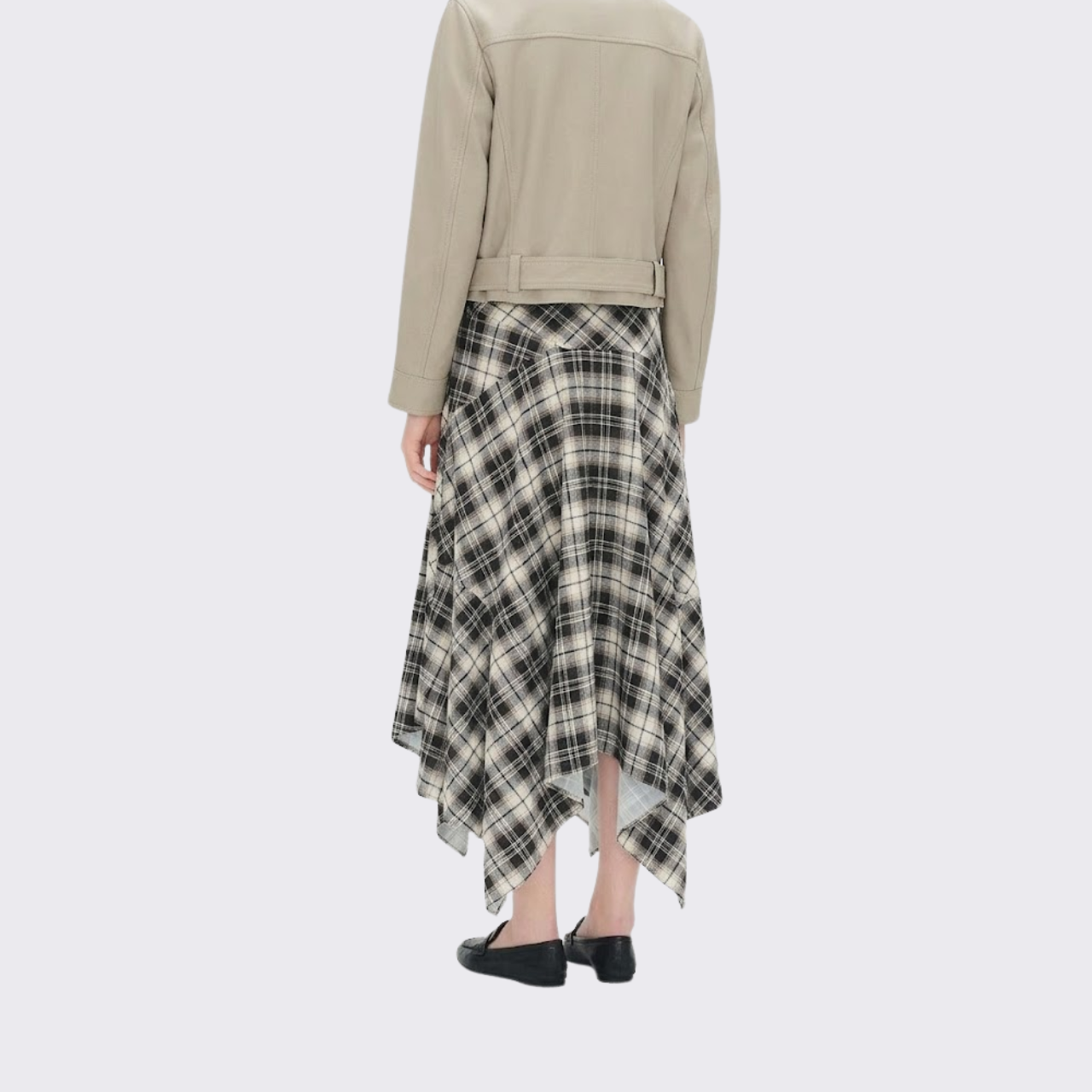 Asymmetric Plaid Skirt