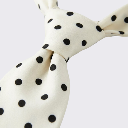 White & Black Spot Tie