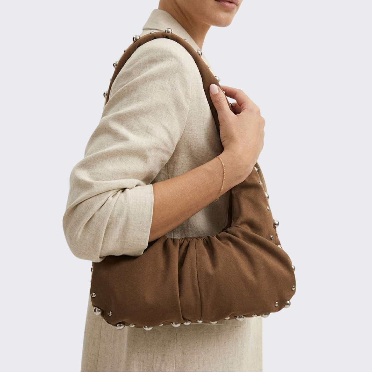 Studded Suede Slouchy Bag