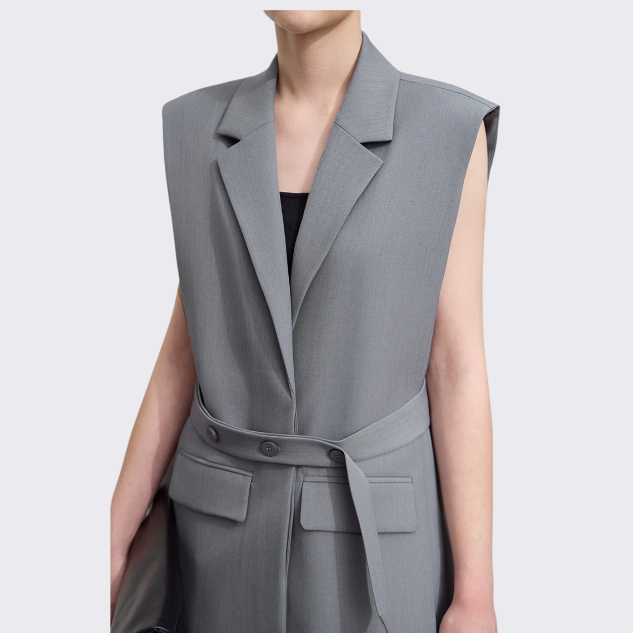 Tailored Belted Vest Blazer